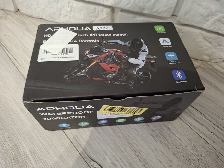 Nowy Ekran Motocyklowy 7" APHQUA A722 | CarPlay Android Auto | Folia!