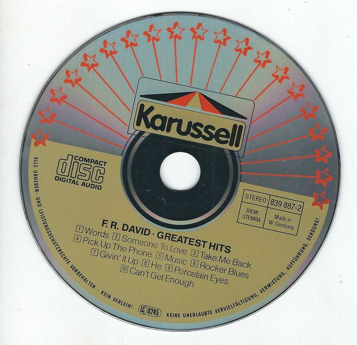 CD F. R. David - Greatest Hits (1991) (Karussell)