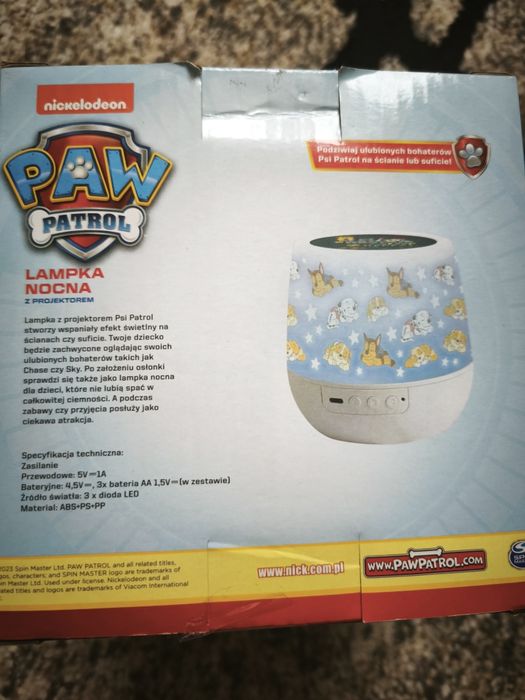 Lampka nocna Psi Patrol z projektorem