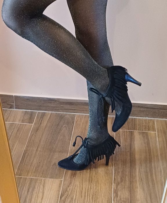 Włoskie szpilki 37, zamsz, unikat