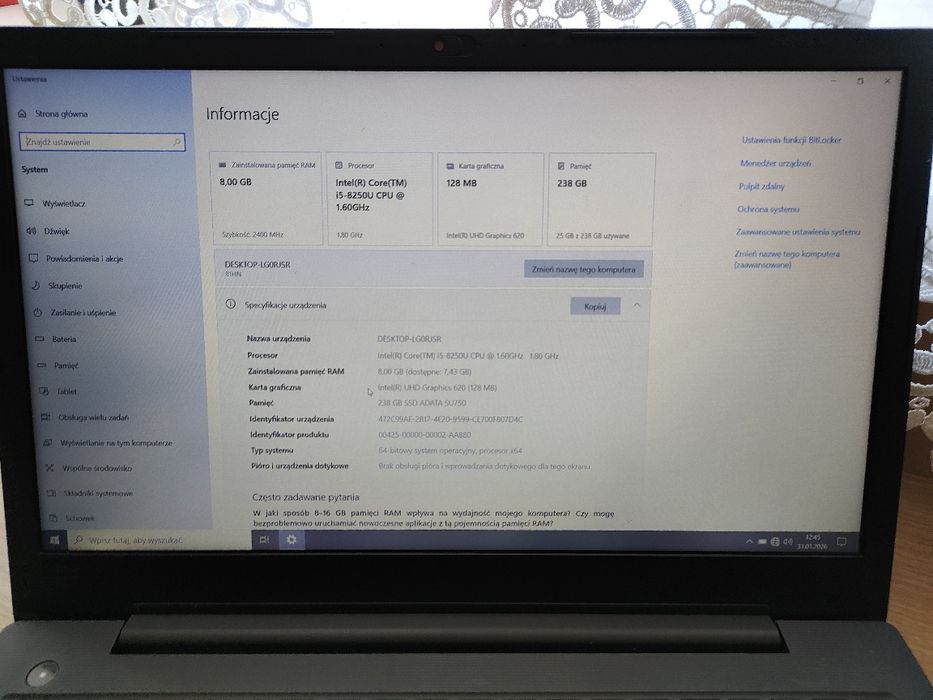 Lenovo V130-15IKB Core i5 8gb ddr4 256gb ssd