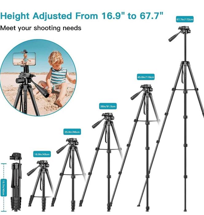 Tripod VICTIV P50 Aluminiowy Statyw do telefonu, aparatu, 172 cm