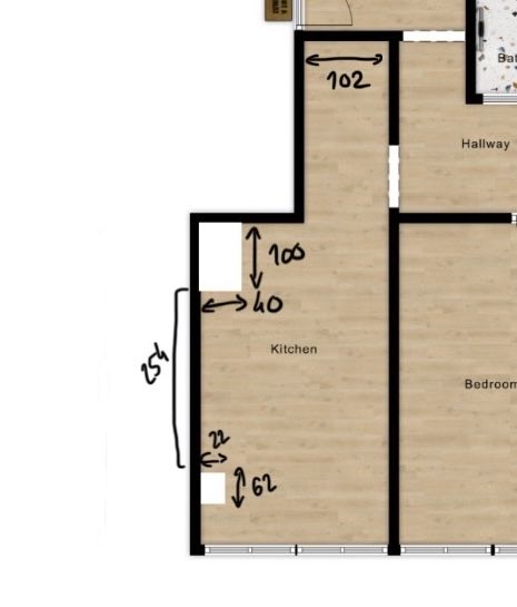 Cozinha em madeira lacada com bancada em granito e península