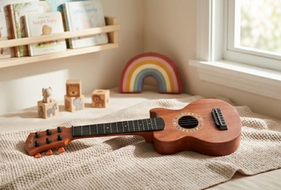 Gitara Klasyczna dla Dzieci do Nauki Ukulele 6 Strun+ Kostka Gratis