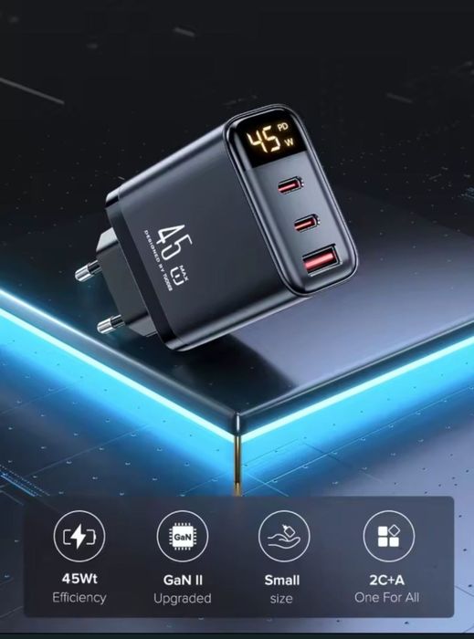 gan зарядка 45w usb tuodes pd qc зарядний пристрій устройство