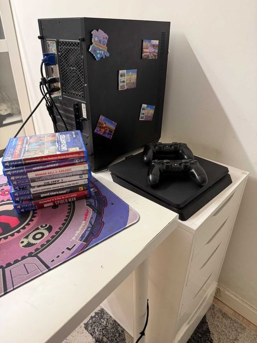 ps4 slim + Jogos + 2 comandos 861,4 GB