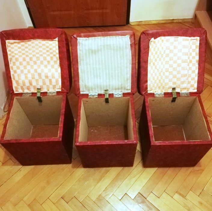 3 otwierane puffy z ekoskóry