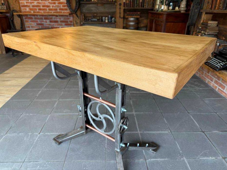 Stół ekspozycyjny, biurko, antyk, industrialny