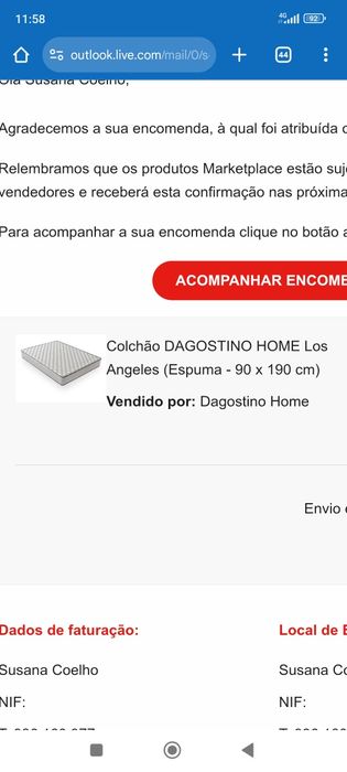 Colchão de espuma 90x190