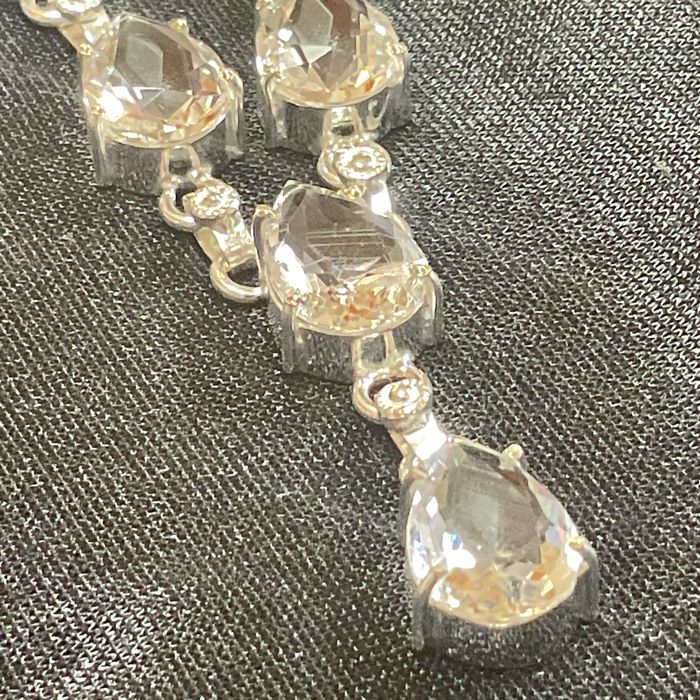 Colar prata 925 pedra transparente 50 cm