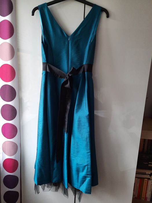Elegancka sukienka 40/42 niebieska/turkus