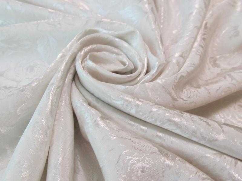 Подъюбник белый атласный жаккардовый цветочный узор кружево