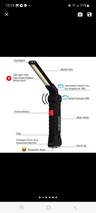 Светодиодный USB фонарик ZK-20 складной