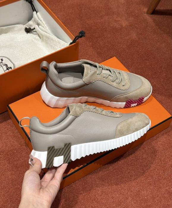 Кроссовки Hermes bouncing повний комплект 37  бутика шкіряні ручна робота найвища якість виконання кроссовки жіночі чорні