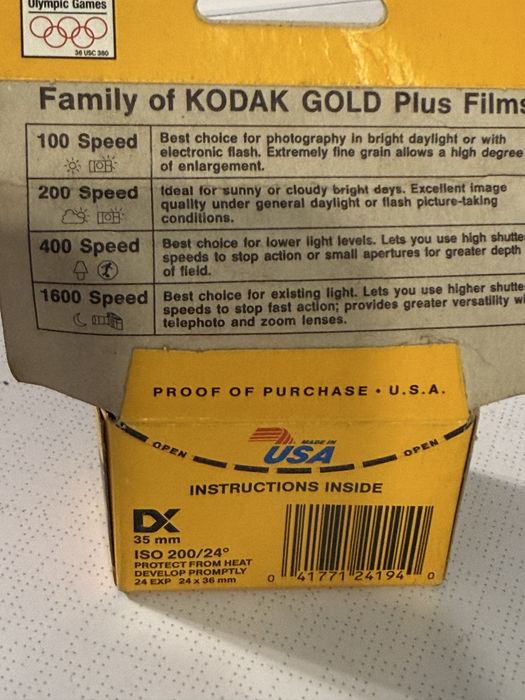 Klisze do aparatu Kodak USA stare lata 90 te, Nieużywane