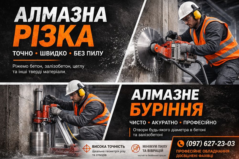 Алмазна різка. Алмазне буріння.