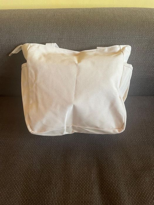 Torba materiałowa torebka na ramię plażowa z kieszeniami shopper beż