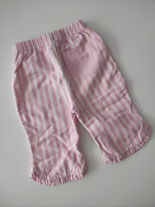Spodenki różowe białe w paski mothercare bawełna  62 68