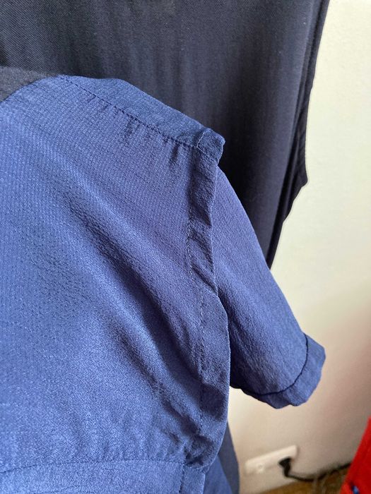 Nowa luźna granatowa sukienka z kieszeniami, jak Risk, S/M