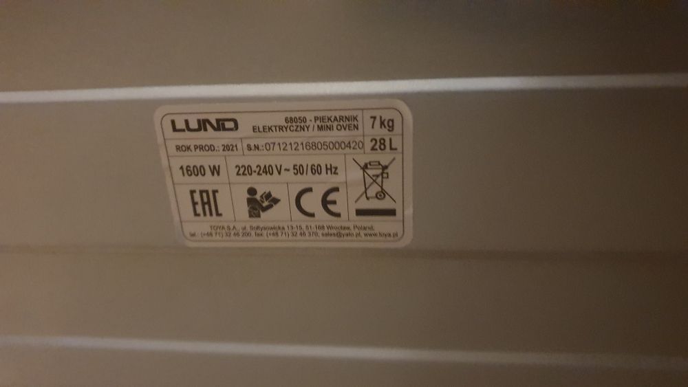 Piekarnik Elektryczny 2000 War: Lund 68050