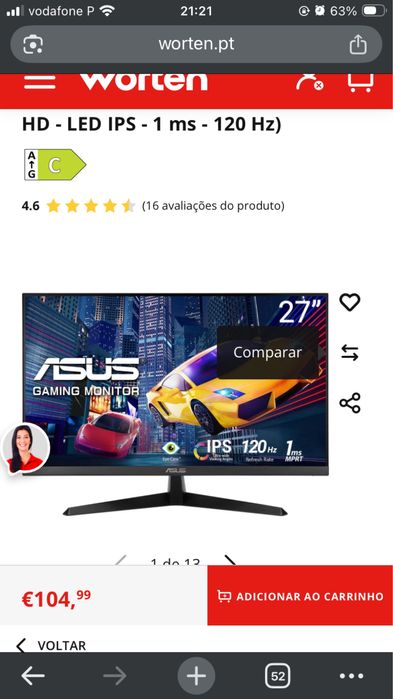Monitor Gaming Asus VY279HGR | 27'' | 120 Hz | Full HD