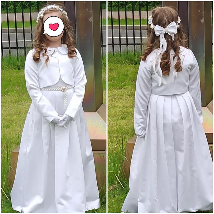 Zestaw komunijny. Sukienka + bolerko + wianek