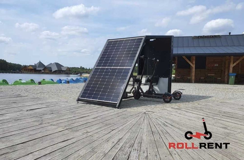 Solarna stacja ładowania rowerów i hulajnóg z funkcją zdalnego wynajmu