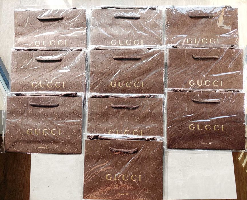 GUCCI 10 sztuk - Oryginalne, Tłoczone Nowe torebki prezentowe