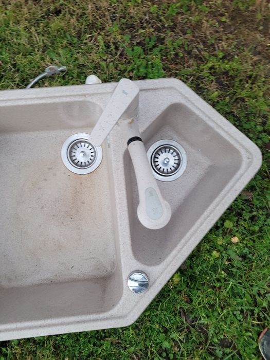 Zlew zlewozmywak narożny narożnikowy dwukomorowy