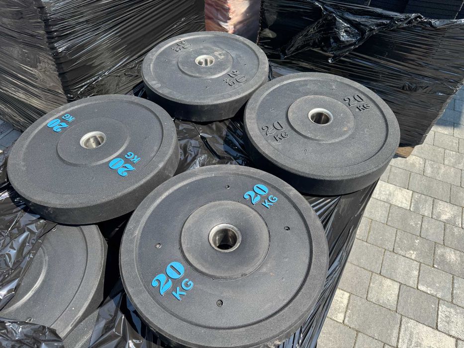 Bumpery Odchudzone SLIM 4x 20kg grubości 9cm na gryfy Olimpijskie 50mm 2gat.
