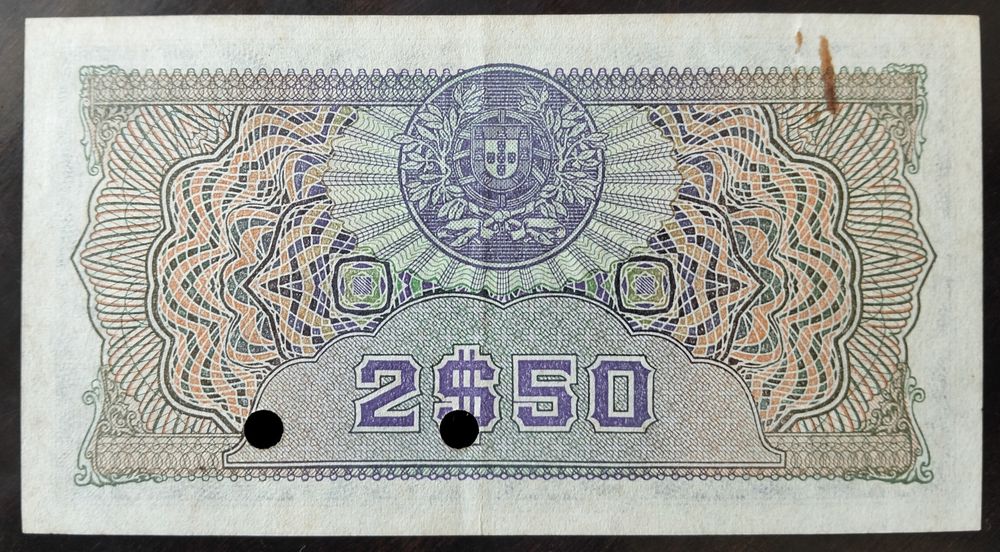 Nota 2$50 1945 Guiné Espécime Número  16 Raríssima