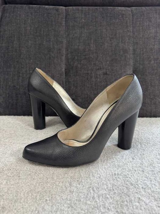 Dolce & Gabbana D&G Black Leather Heels 40 czółenka buty na obcasie