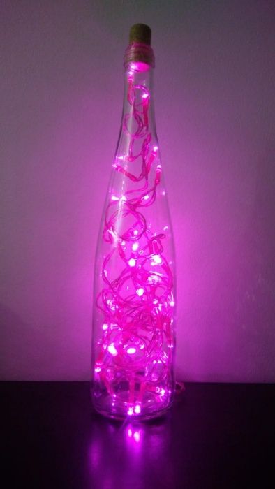 Bottle Lamp – White or Pink Light