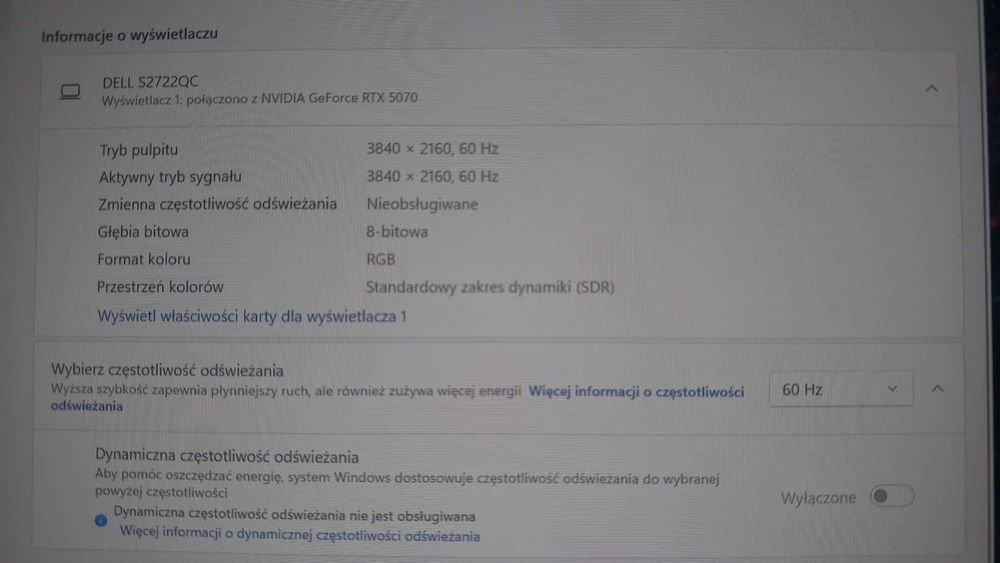 Monitor Dell S2722QC – 27 cali 4K / JAK NOWY
