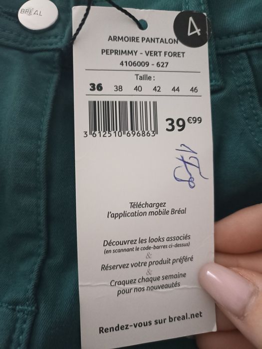 Spodnie dżinsowe morskie/zielone Brèal roz.S/L