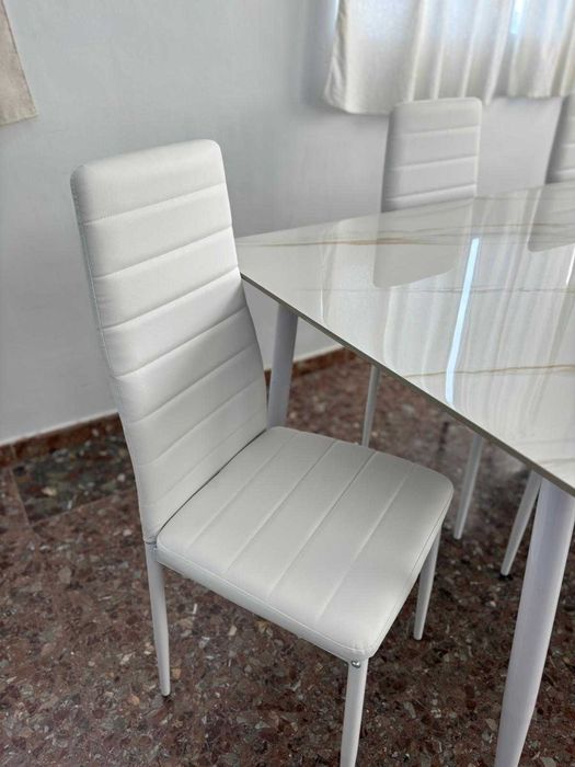 mesa em vidro + 6 cadeiras - envio gratis