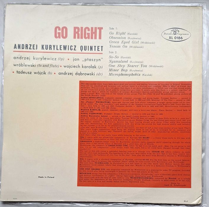 GO RIGHT - Andrzej Kurylewicz Quintet repress z 1968 roku