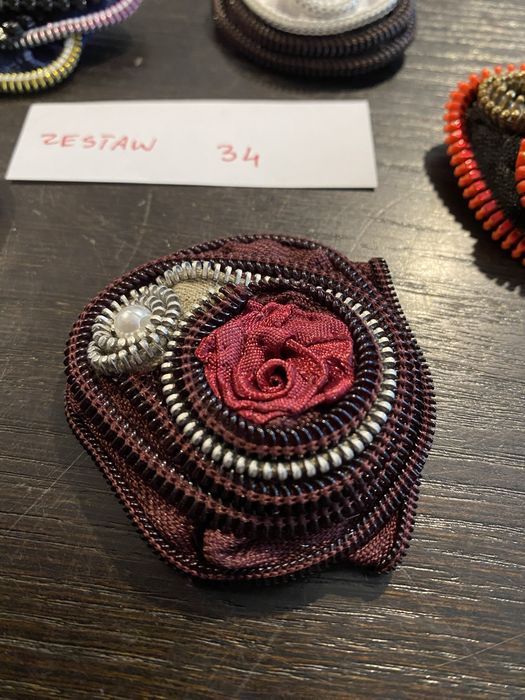 Broszki handmade z suwaków unikat zestaw 34