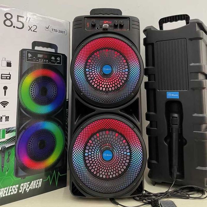 Блютуз колонка велика з мікрофоном та RGB підсвіткою