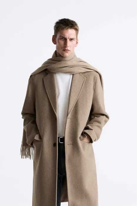 ZARA Luksusowy PŁASZCZ męski norkowy wełna XL SUPER CENA!