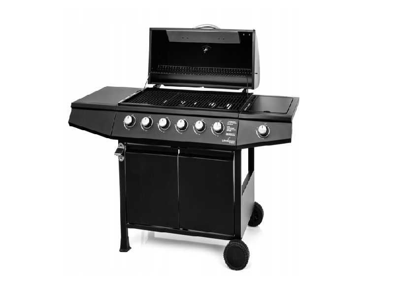 Grill gazowy LEHMANN Vegas Black 6+1 – 12,9 kW | Żeliwny ruszt | GRATIS Pokrowiec