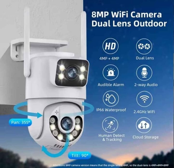Câmera exterior/interior CCTV WIFI LENTE DUPLA