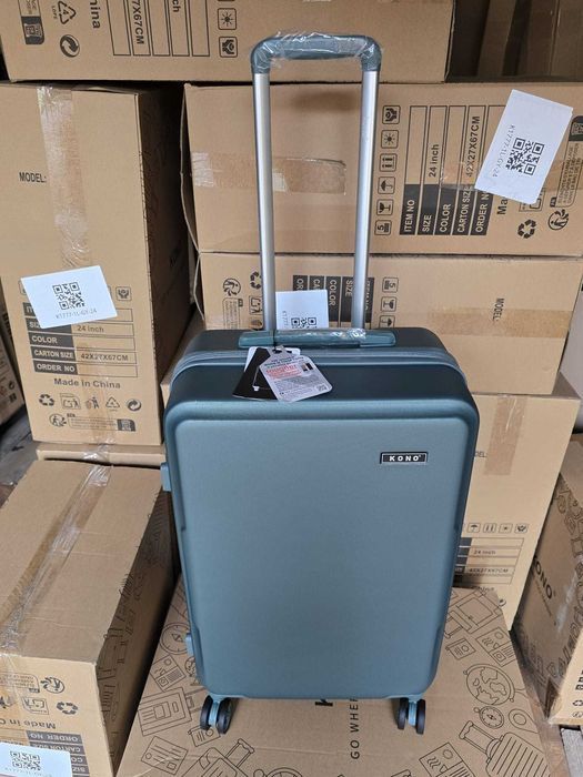 Walizka KONO 24'' Zielona 60L TSA ABS+PC 4 Kółka Nowa
