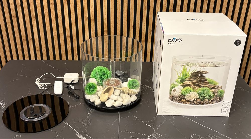 Akwarium Biorb Tube 15L LED czarne | zestaw + oryginalne dodatki Oase