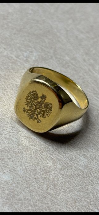 Sygnet męski złoty 585 z godłem