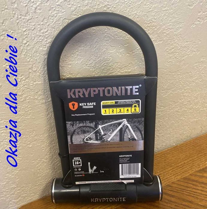 Mocne Zapięcie rowerowe Kryptonite U-lock NOWE Gwarancja 12.7 mm Hartowanej Stali Zabezpieczenie Standard Szekla 23cm Tanio