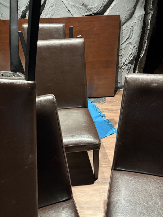 Conjunto de 6 Cadeiras em Cabedal sintético Castanho – Muito Bom Estado