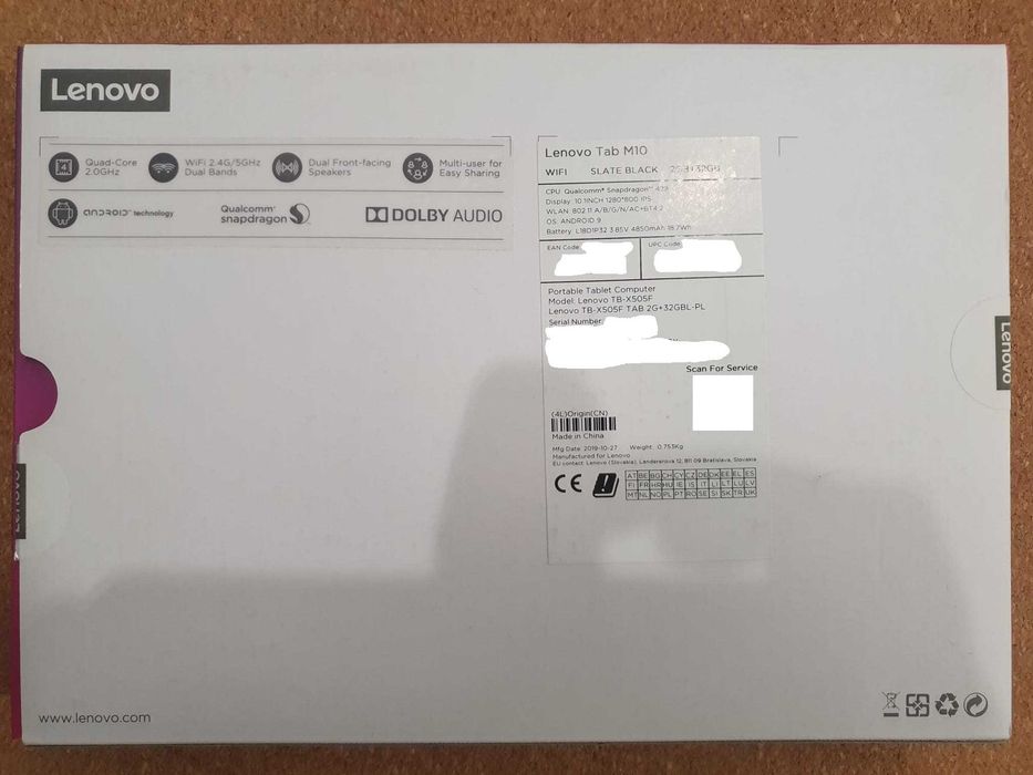 Lenovo Tab M10 WiFi 32GB Czarny, 10 Cali