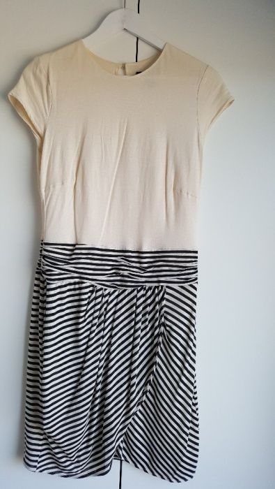 Sukienka beżowa granatowa, Mango, rozm. L