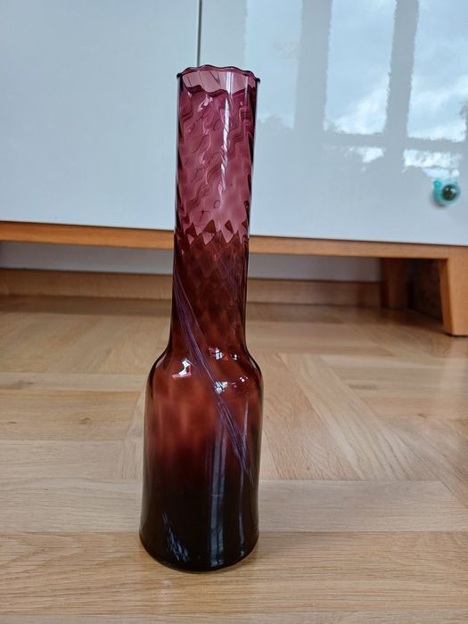 Wazon, flakon szklany fioletowy